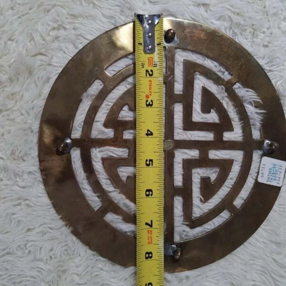 90s PIER 1 brass trivet DEADSTOCK nwt vintage round footed asian pot holder